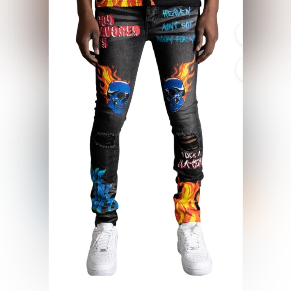 GFTD LA BLACK LANDON JEANS, SIZE 38.